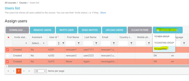 Invitations directly to a channel