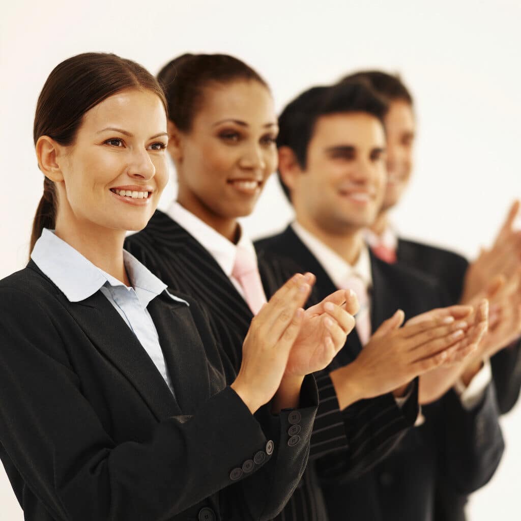 business executives clapping
