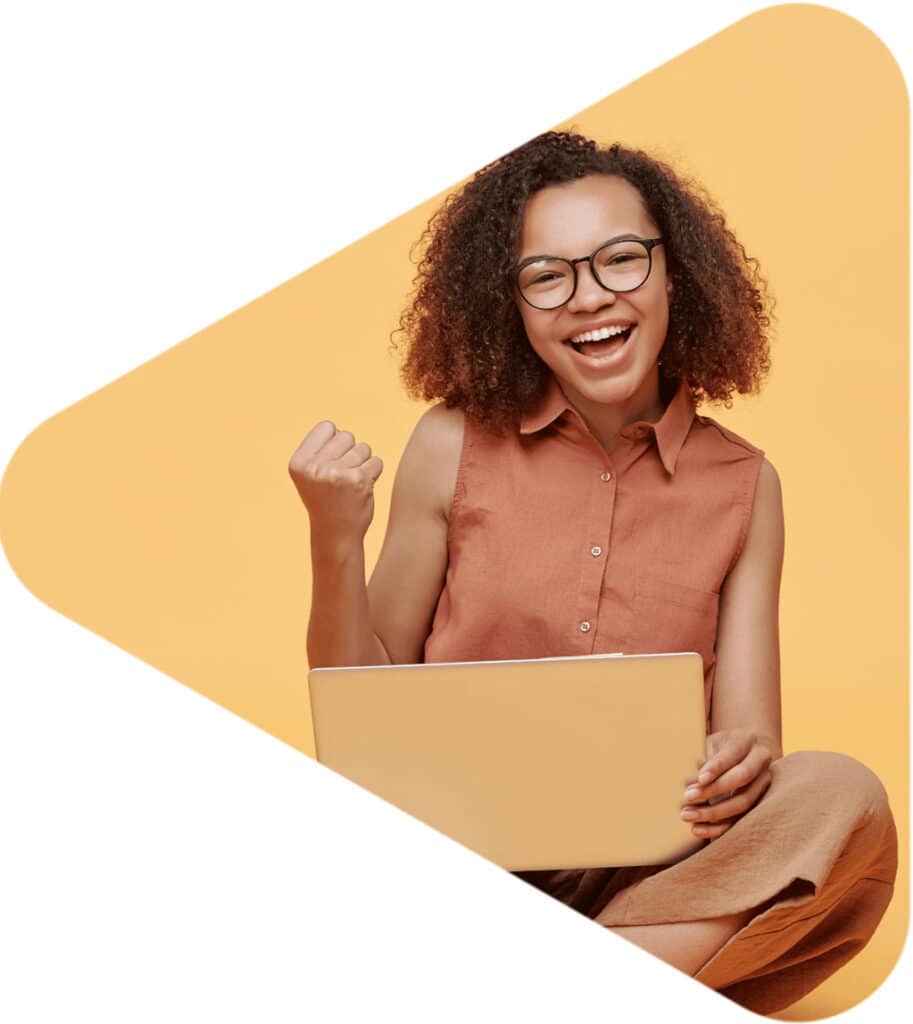 uQualio frame showing girl having increased grades by studying with online video learning